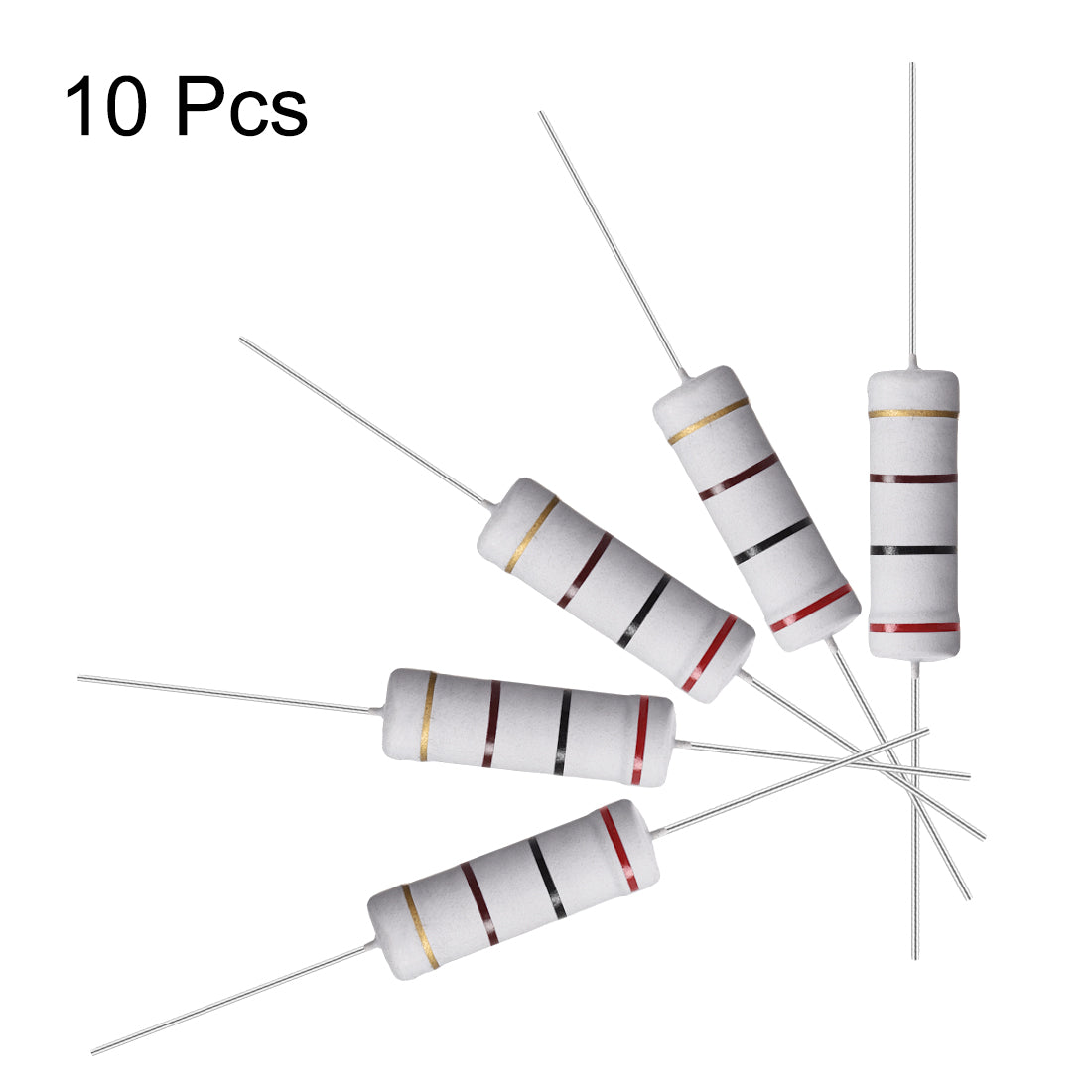 uxcell Uxcell 10 Pcs 5W 5 Watt Metal Oxide Film Resistor Axile Lead 200 Ohm ±5% Tolerance