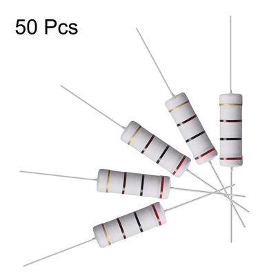 Harfington Uxcell 50 Pcs 5W 5 Watt Metal Oxide Film Resistor Axile Lead 200 Ohm ±5% Tolerance