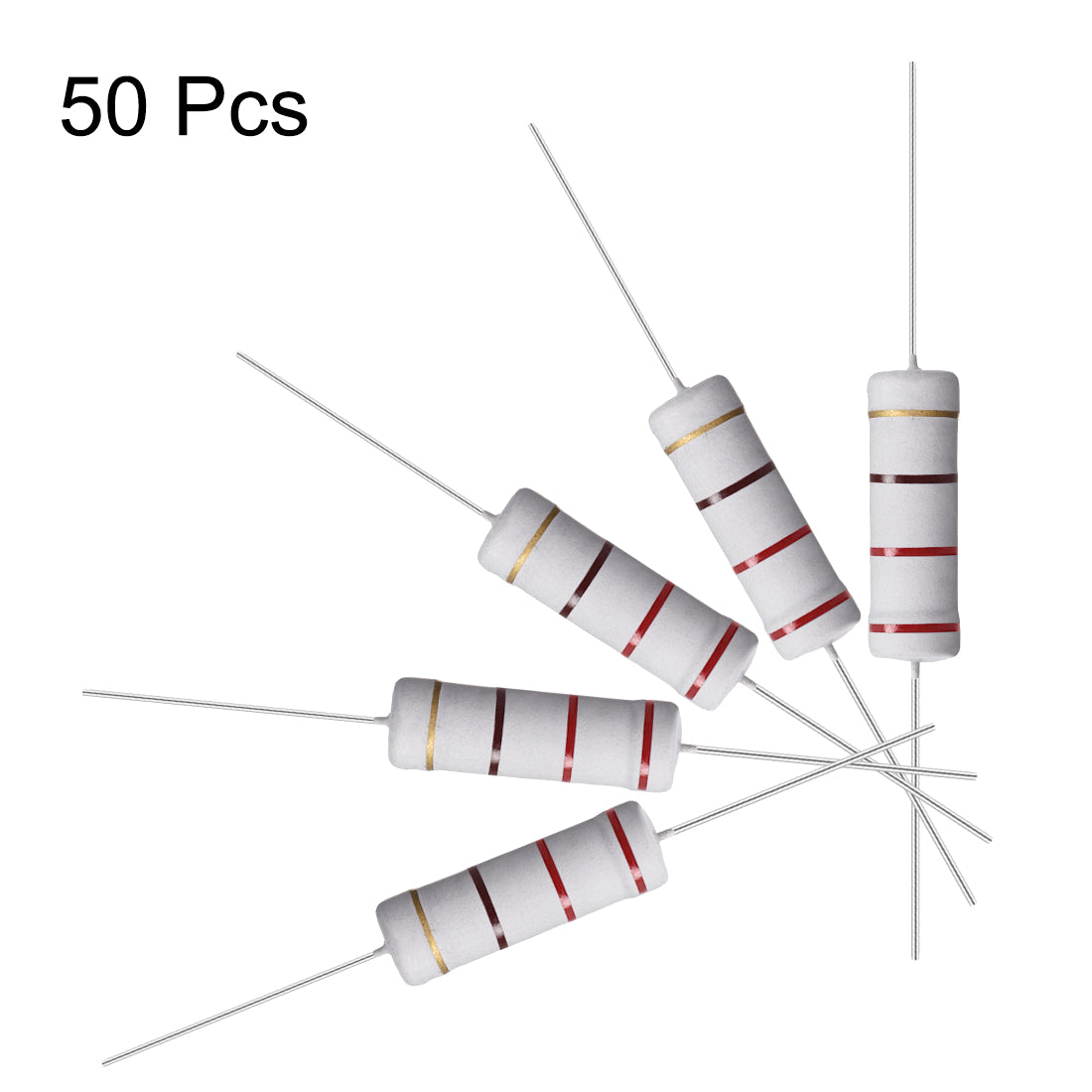 uxcell Uxcell 50 Pcs 5W 5 Watt Metal Oxide Film Resistor Axile Lead 220 Ohm ±5% Tolerance