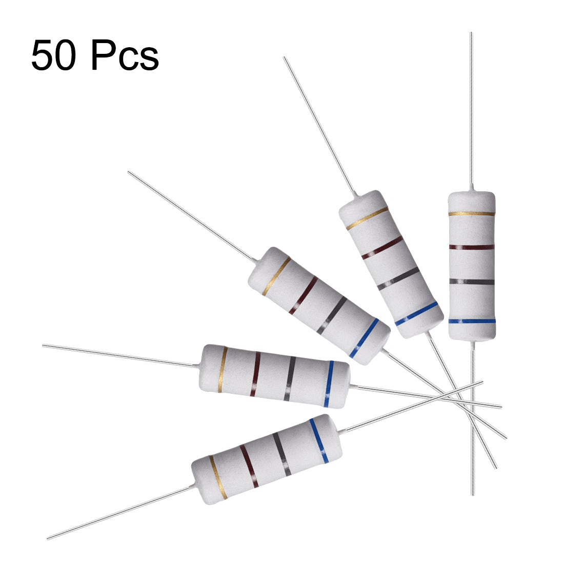 uxcell Uxcell 50 Pcs 5W 5 Watt Metal Oxide Film Resistor Axile Lead 680 Ohm ±5% Tolerance