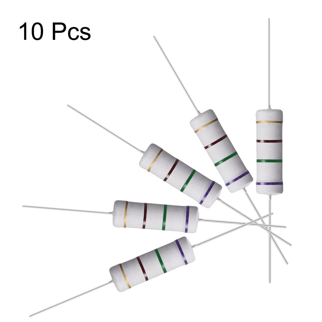 uxcell Uxcell 10 Pcs 5W 5 Watt Metal Oxide Film Resistor Axile Lead 750 Ohm ±5% Tolerance