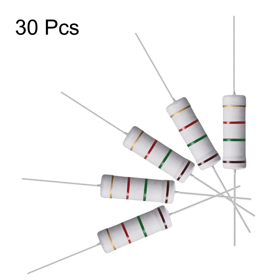 uxcell Uxcell 30 Pcs 5W 5 Watt Metal Oxide Film Resistor Axile Lead 1.5K Ohm ±5% Tolerance