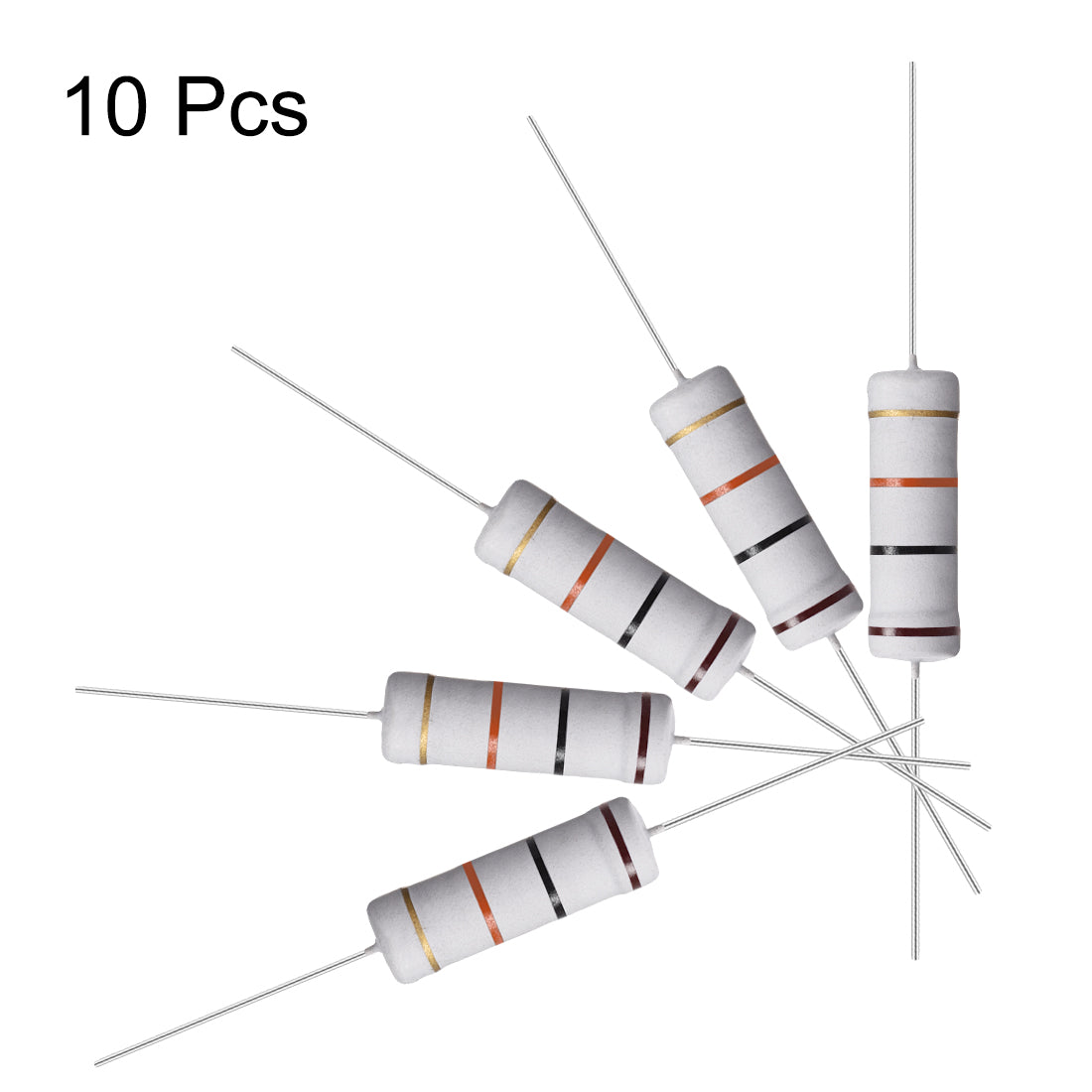 uxcell Uxcell 10 Pcs 5W 5 Watt Metal Oxide Film Resistor Lead 10K Ohm ±5% Tolerance