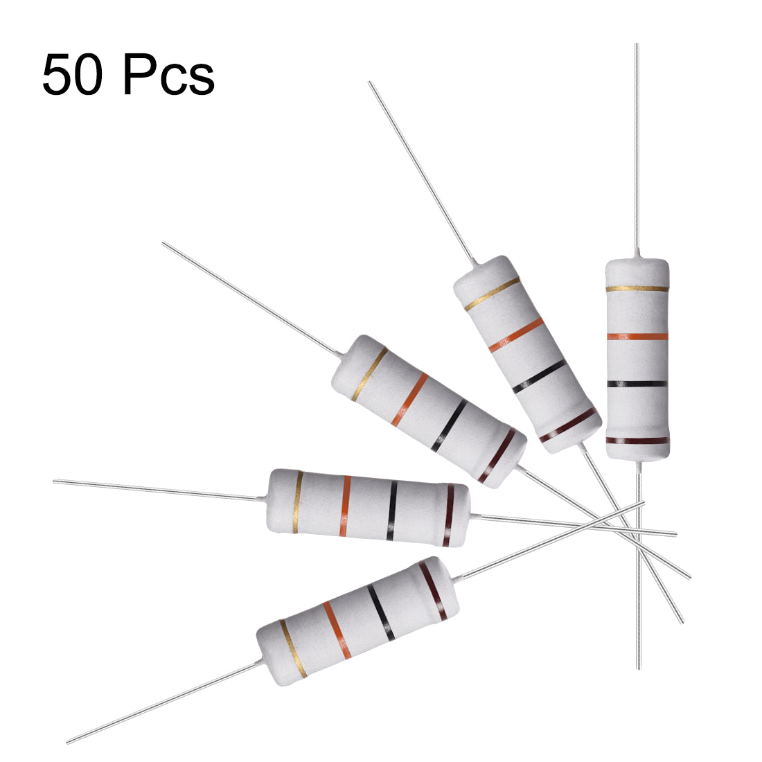 uxcell Uxcell 50 Pcs 5W 5 Watt Metal Oxide Film Resistor Axile Lead 10K Ohm ±5% Tolerance