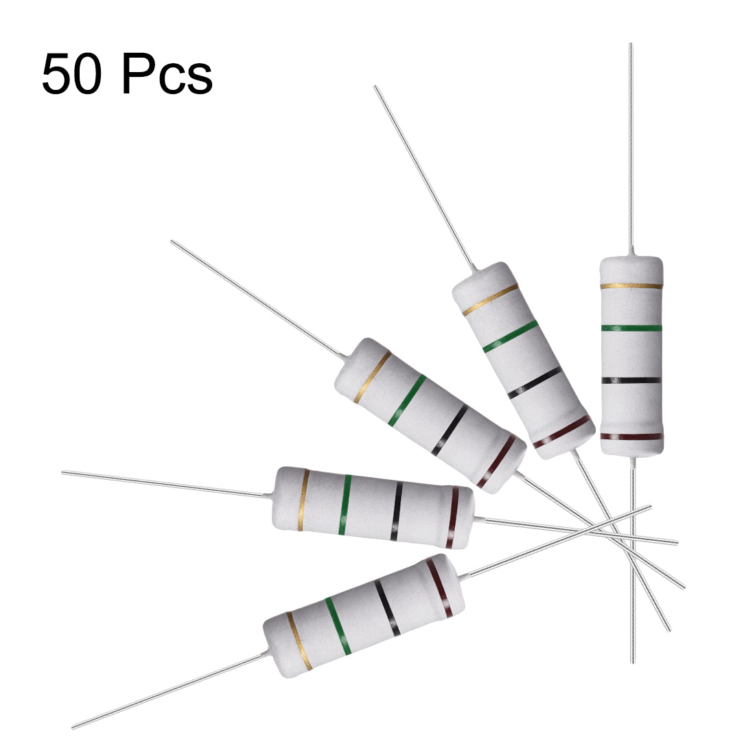 uxcell Uxcell 50 Pcs 5W 5 Watt Metal Oxide Film Resistor Axile Lead 1M Ohm ±5% Tolerance