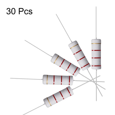 Harfington Uxcell 30 Pcs 5W 5 Watt Metal Oxide Film Resistor Axile Lead 2.2K Ohm ±5% Tolerance