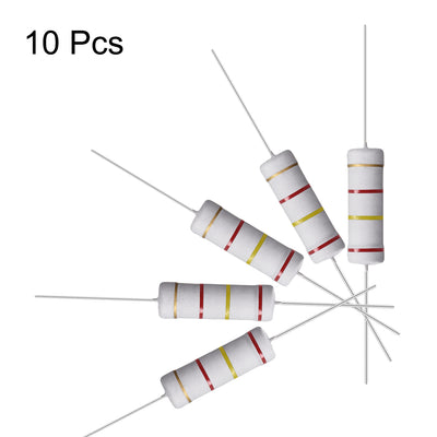 Harfington Uxcell 10 Pcs 5W 5 Watt Metal Oxide Film Resistor Axile Lead 2.4K Ohm ±5% Tolerance