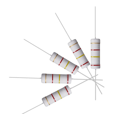 Harfington Uxcell 10 Pcs 5W 5 Watt Metal Oxide Film Resistor Axile Lead 2.4K Ohm ±5% Tolerance