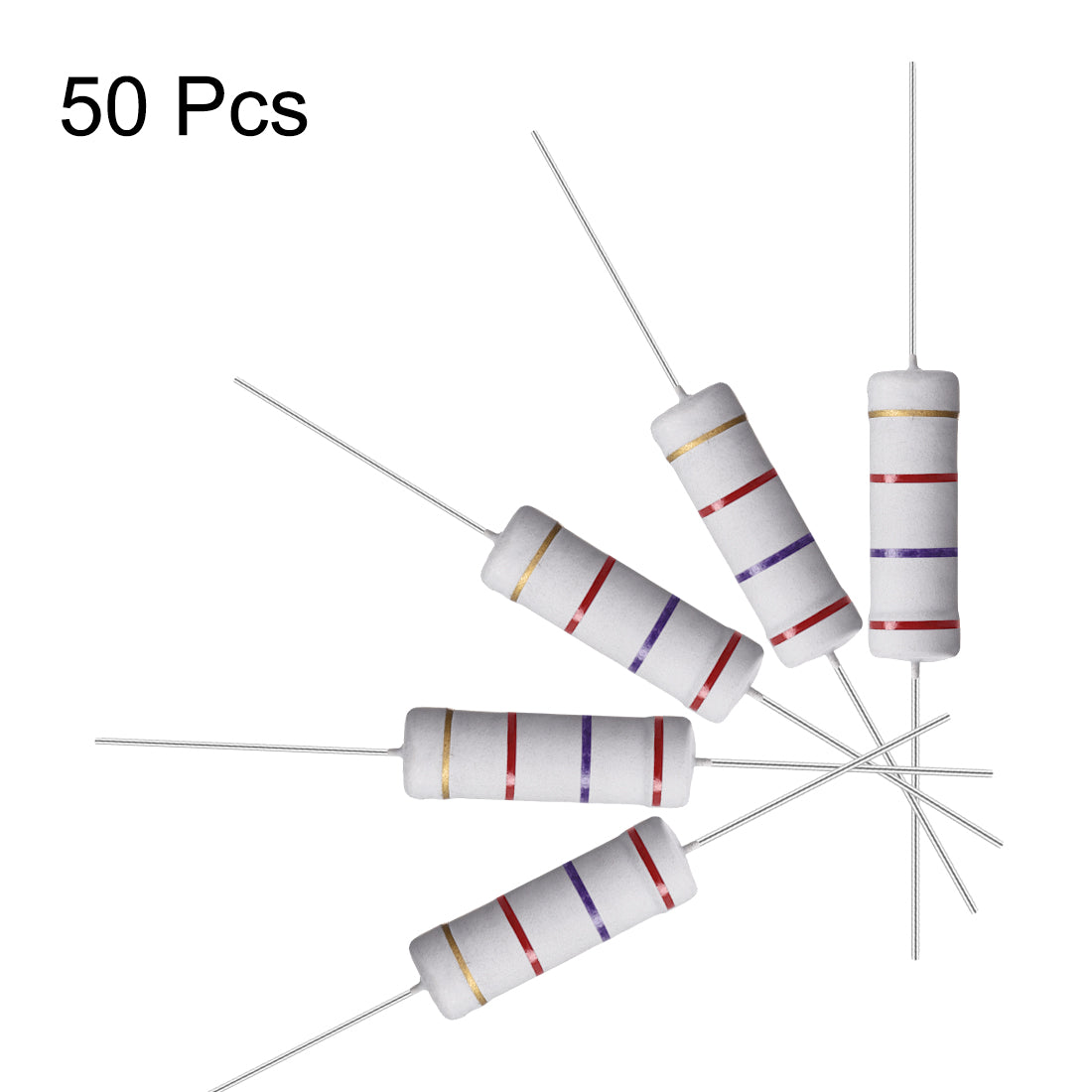 uxcell Uxcell 50 Pcs 5W 5 Watt Metal Oxide Film Resistor Axile Lead 2.7K Ohm ±5% Tolerance