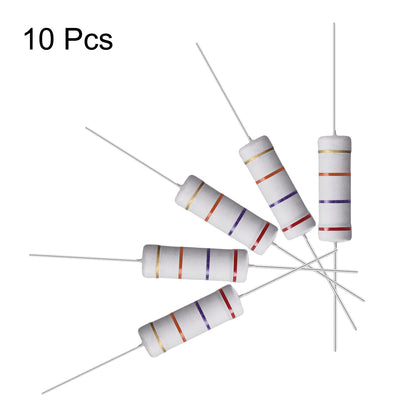 Harfington Uxcell 10 Pcs 5W 5 Watt Metal Oxide Film Resistor Axile Lead 27K Ohm ±5% Tolerance