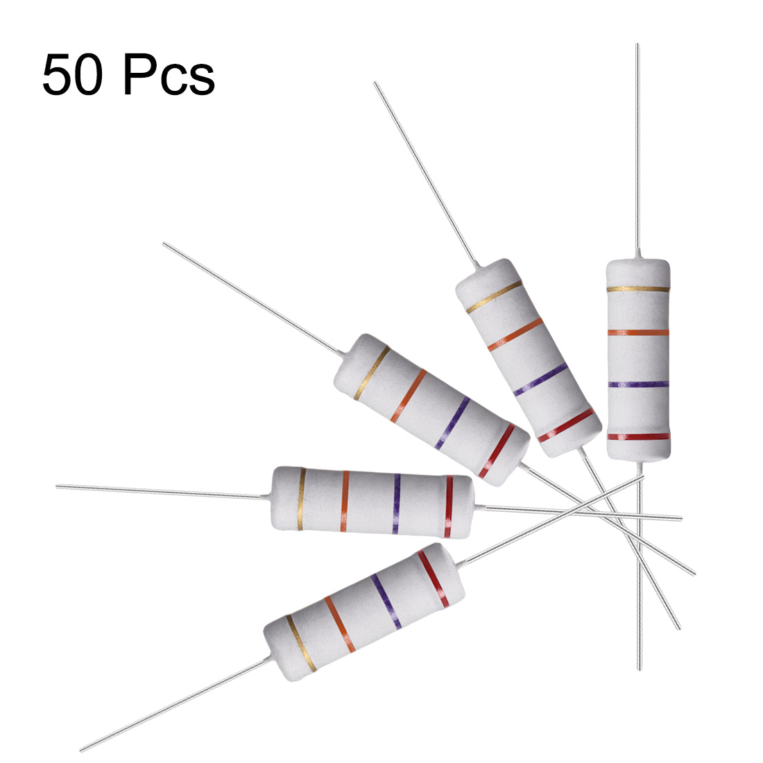 uxcell Uxcell 50 Pcs 5W 5 Watt Metal Oxide Film Resistor Axile Lead 27K Ohm ±5% Tolerance