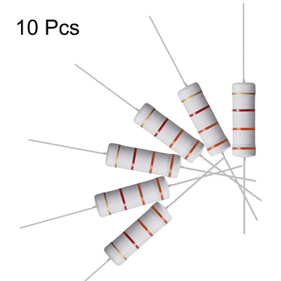 Harfington Uxcell 10 Pcs 5W 5 Watt Metal Oxide Film Resistor Axile Lead 3.3K Ohm ±5% Tolerance