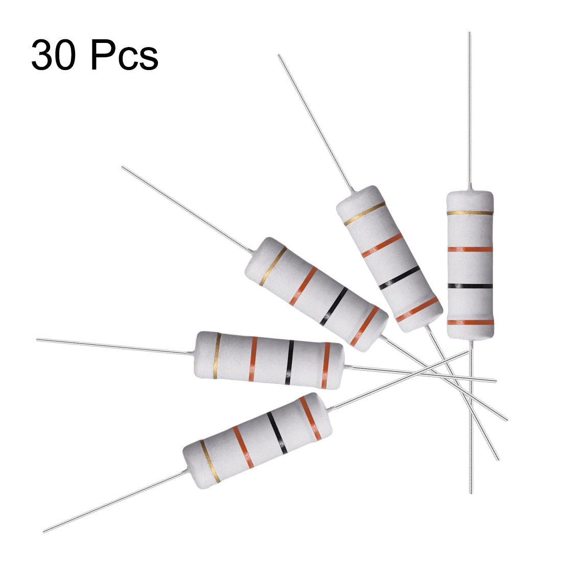 uxcell Uxcell 30 Pcs 5W 5 Watt Metal Oxide Film Resistor Axile Lead 30K Ohm ±5% Tolerance