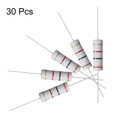 Harfington Uxcell 30 Pcs 5W 5 Watt Metal Oxide Film Resistor Axile Lead 3K Ohm ±5% Tolerance