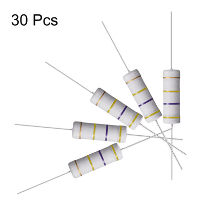 Harfington Uxcell 30 Pcs 5W 5 Watt Metal Oxide Film Resistor Axile Lead 470K Ohm ±5% Tolerance