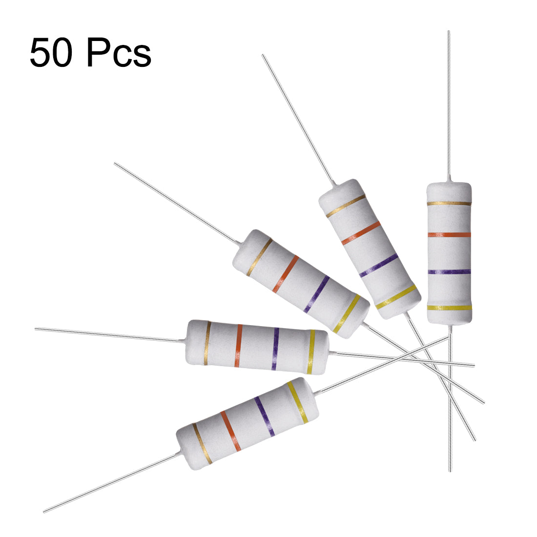 uxcell Uxcell 50 Pcs 5W 5 Watt Metal Oxide Film Resistor Axile Lead 47K Ohm ±5% Tolerance