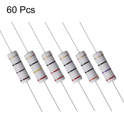 Harfington Uxcell 60 Pcs 5W Metal Oxide Film Resistor 18R,20R,22R,24R,27R,30R Ohm ±5%