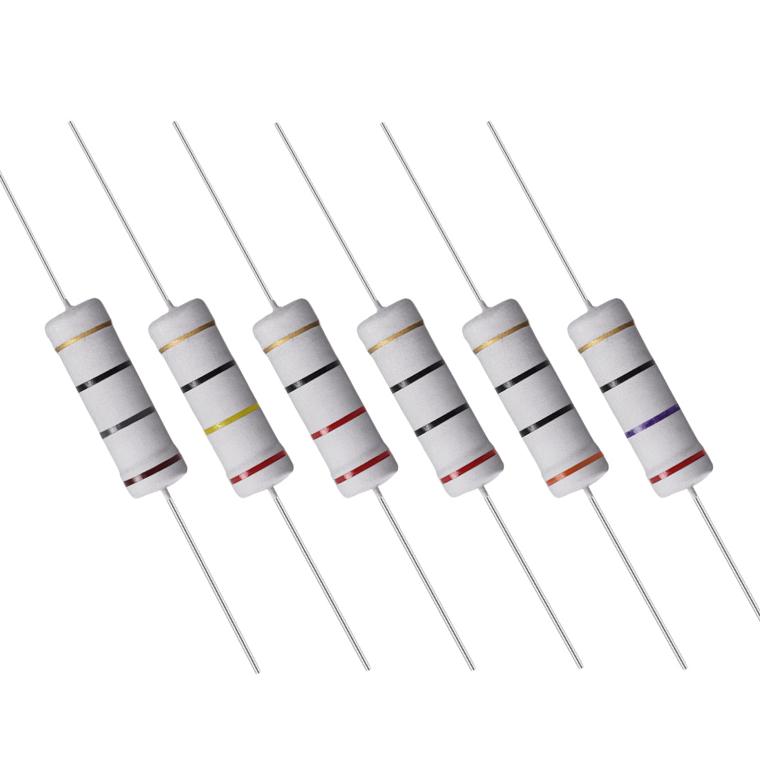 uxcell Uxcell 60 Pcs 5W Metal Oxide Film Resistor 18R,20R,22R,24R,27R,30R Ohm ±5%