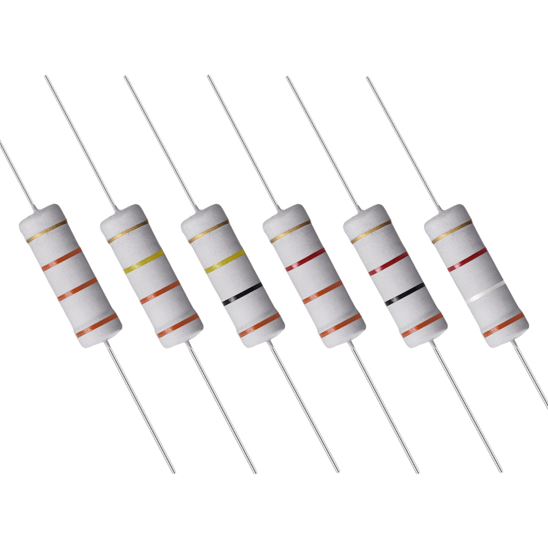 uxcell Uxcell 60 Pcs 5W Metal Oxide Film Resistor 33KR, 330KR, 300KR, 3.3KR, 30KR, 3.9KR Ohm ±5%