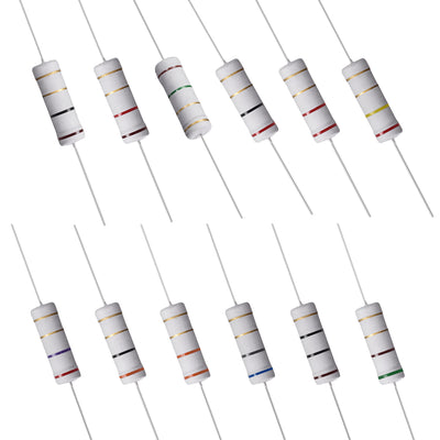 Harfington Uxcell 60 Pcs 5W Metal Oxide Film Resistor 1R,1.2R,1.5R,2R,2.2R,2.4R,2.7R,3R,3.3R,5.1R,6.8R,10R Ohm