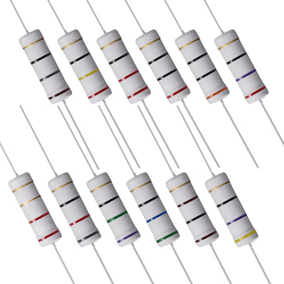 Harfington Uxcell 60 Pcs 5W Metal Oxide Film Resistor 18R,20R,22R,24R,56R,75R,82R,100R Ohm ±5%