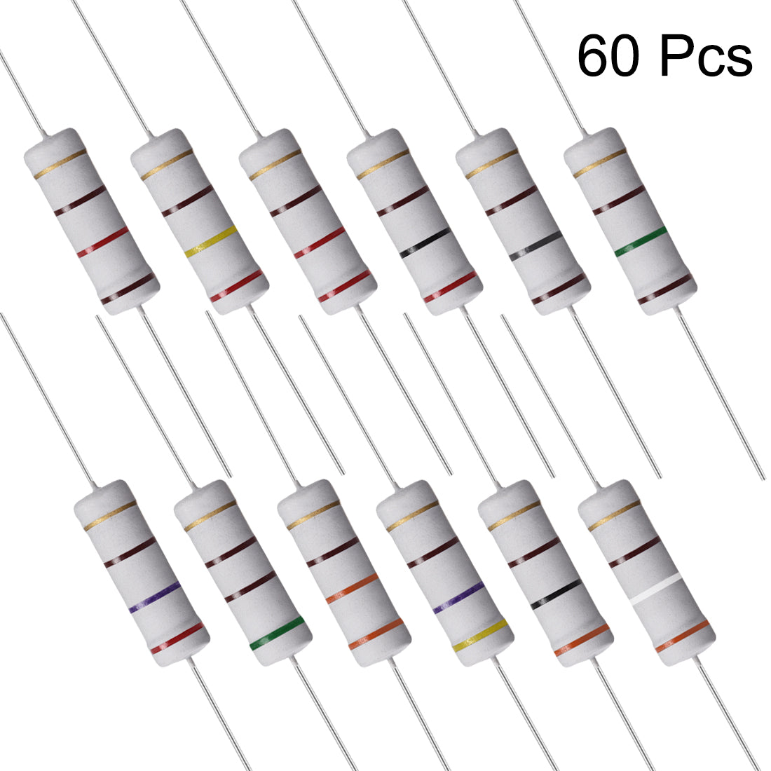 uxcell Uxcell 60 Pcs 5W Metal Oxide Film Resistor 120,150,180,200,220,240,270,300,330,390,470,510 Ohm