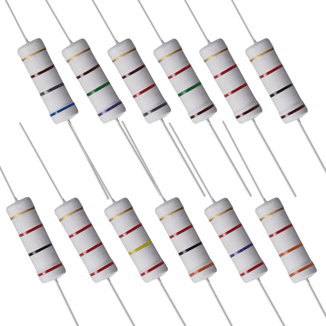 uxcell Uxcell 60 Pcs 5W Metal Oxide Film Resistor 680,750,820,1K,1.2K,1.5K,2K,2.2K,2.4K,2.7K,3K,3.3K Ohm ±5%