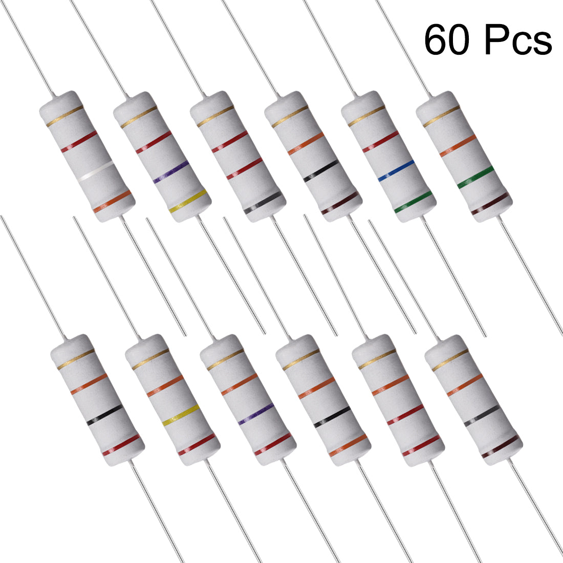 uxcell Uxcell 60Pcs 5W Metal Oxide Film Resistor 3.9K,4.7K,5.6K,8.2K,10K,15K,18K,20K,22K,24K,27K,30K Ohm