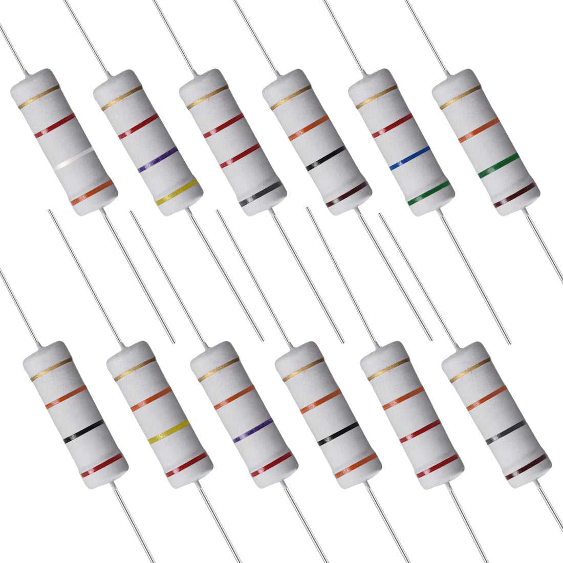 uxcell Uxcell 60Pcs 5W Metal Oxide Film Resistor 3.9K,4.7K,5.6K,8.2K,10K,15K,18K,20K,22K,24K,27K,30K Ohm