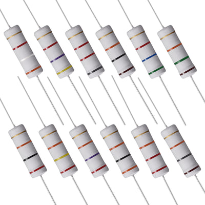 Harfington Uxcell 60Pcs 5W Metal Oxide Film Resistor 3.9K,4.7K,5.6K,8.2K,10K,15K,18K,20K,22K,24K,27K,30K Ohm