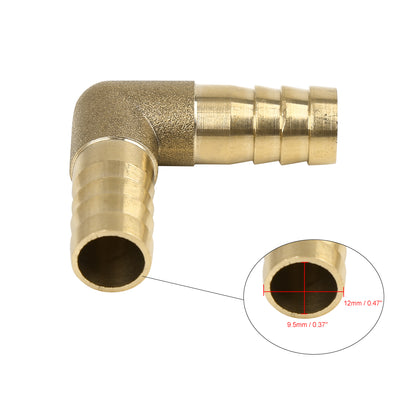 Harfington 12mm Brass Barb Elbow 90 Degree Male Thread Connector for Air Water Gas Oil