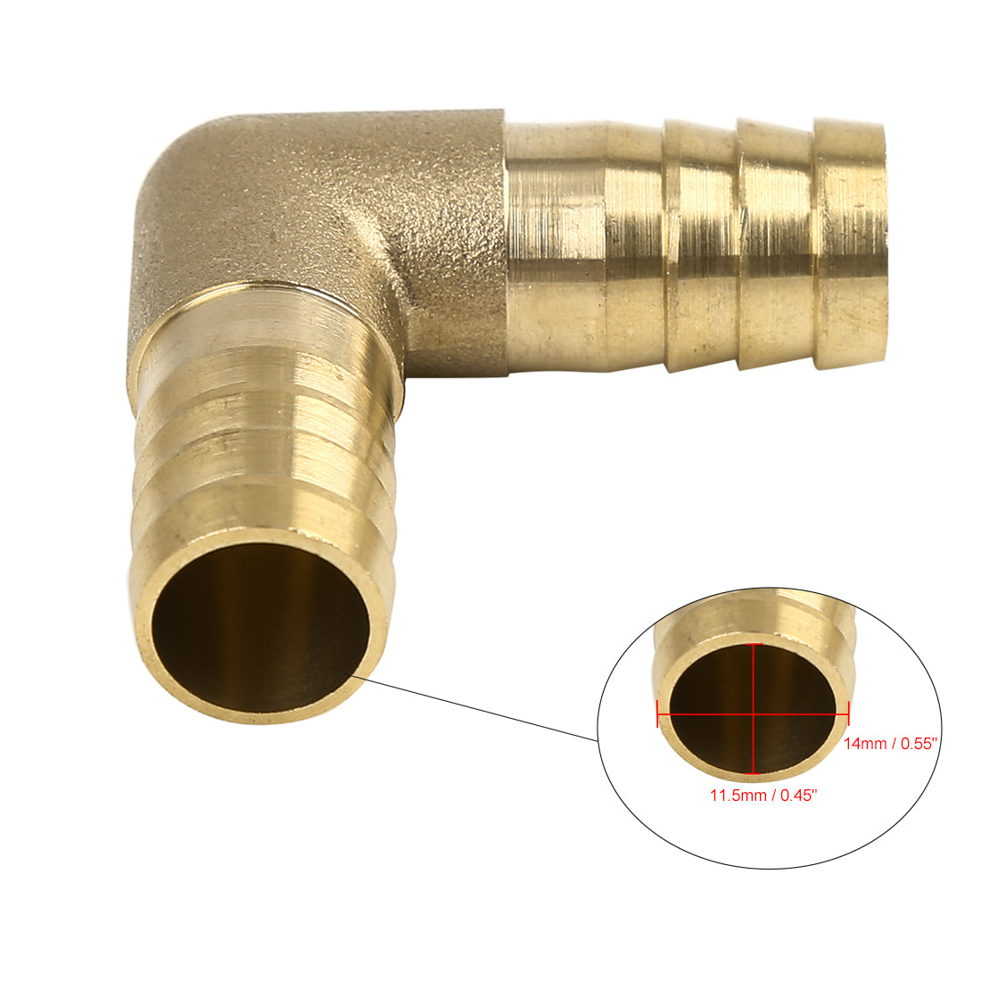 Harfington 14mm Brass Barb Elbow 90 Degree Male Thread Connector for Air Water Gas Oil