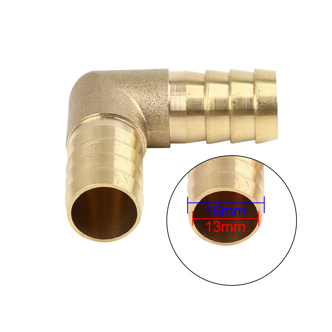 Harfington 16mm Brass Barb Elbow 90 Degree Male Thread Connector for Air Water Gas Oil Pipe