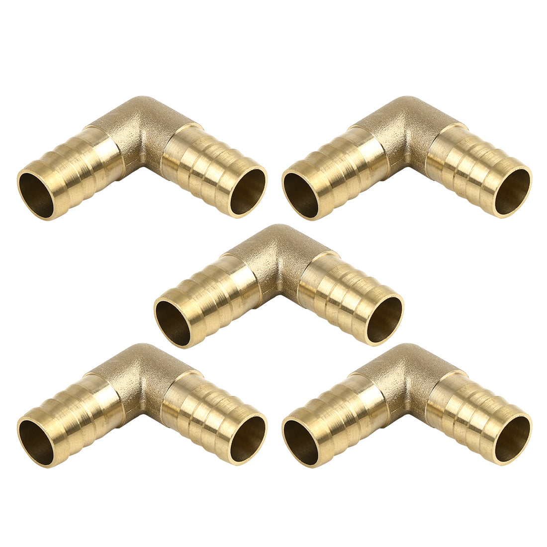 Harfington 14mm Brass Barb Elbow 90 Degree Male Thread Connector for Air Water Gas Oil 5pcs