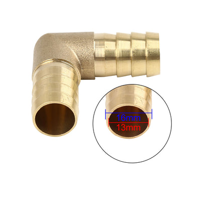 Harfington 16mm Brass Barb Elbow 90 Degree Male Thread Connector for Air Water Gas Oil 5pcs