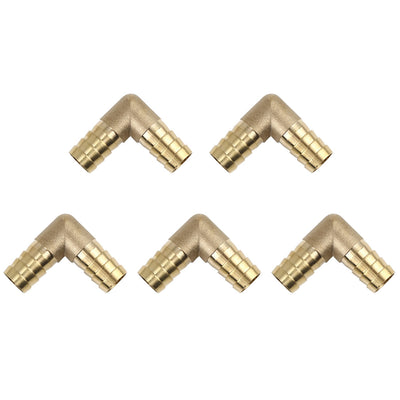 Harfington 16mm Brass Barb Elbow 90 Degree Male Thread Connector for Air Water Gas Oil 5pcs