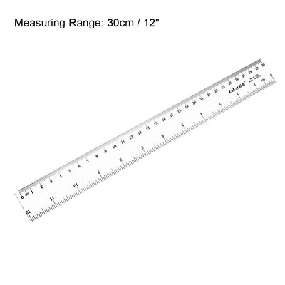 Harfington Uxcell Straight Ruler Measuring Tool 30cm 12 Inch Metric Inch Plastic for Engineering Office Architect and Drawing