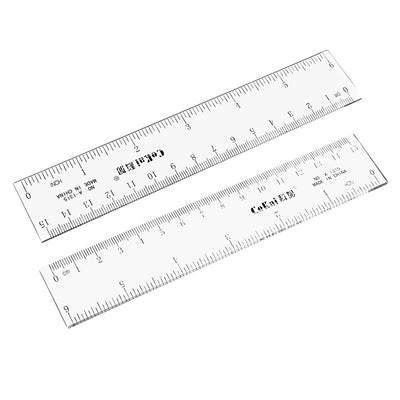 Harfington Uxcell Straight Ruler Measuring Tool 15cm 6 Inch Metric Inch Plastic for Engineering Office Architect and Drawing 2pcs