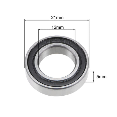 Harfington Uxcell 6801-2RS Ball Bearing 12x21x5mm Double Sealed ABEC-1 Bearings 10pcs