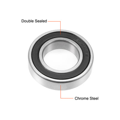 Harfington Uxcell Deep Groove Ball Bearings Metric Double Sealed Chrome Steel ABEC-3 Z1