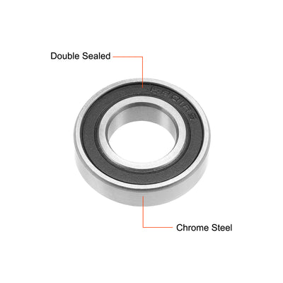 Harfington Uxcell Deep Groove Ball Bearing Double Sealed ABEC-3 Z1 Bearing