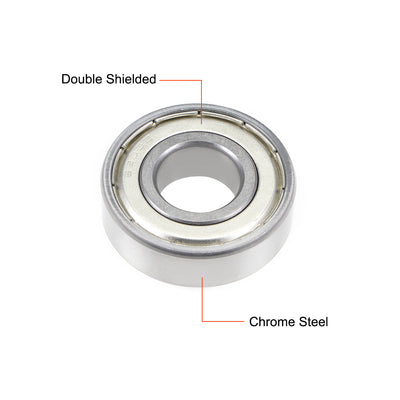 Harfington Uxcell Deep Groove Ball Bearings Metric Double Shielded Chrome Steel ABEC-3 Z1