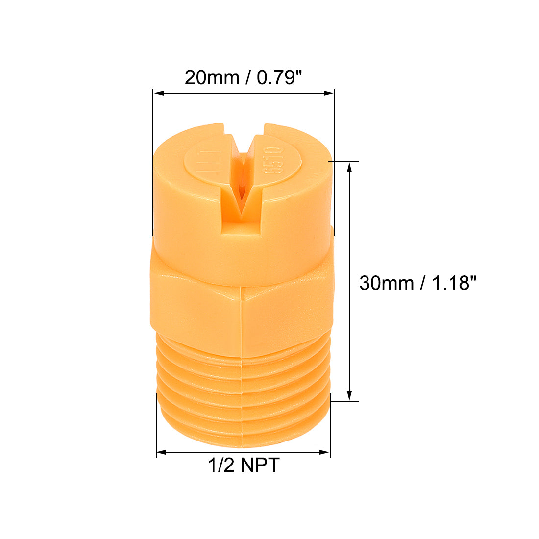 uxcell Uxcell Flat Fan Spray Tip, 1/2NPT Male Thread PP Nozzle, 6 Pcs (65 Degree, 2mm Orifice Diameter)