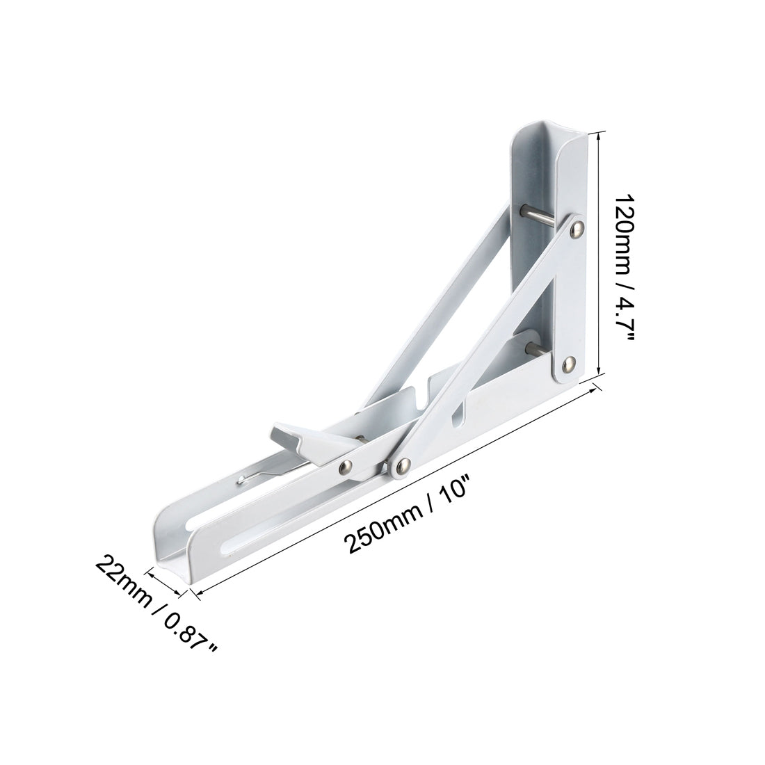 uxcell Uxcell Folding Bracket 10 inch 250mm for Shelf Table Desk Wall Mounted Support Collapsible Long Release Arm Space Saving Carbon Steel