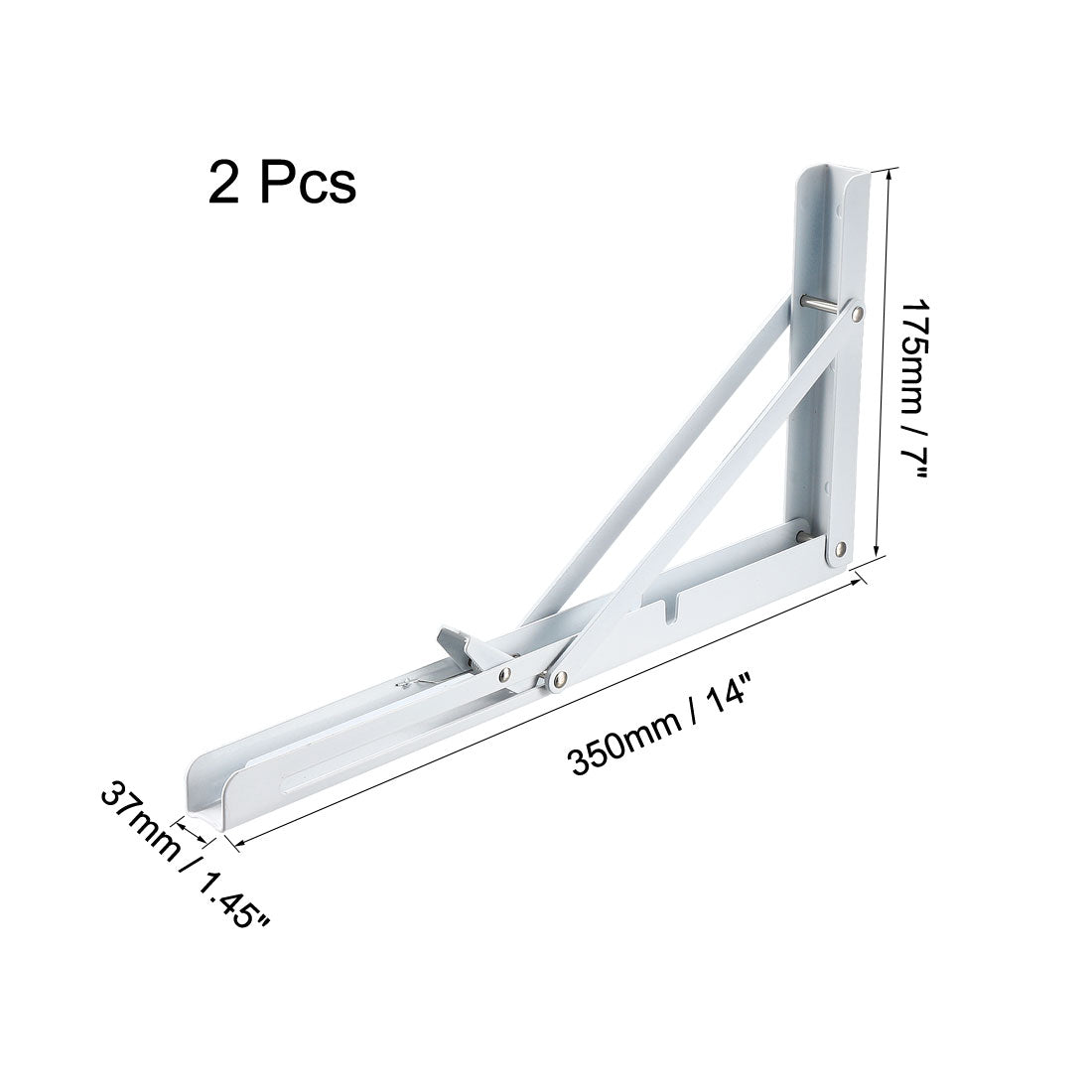 uxcell Uxcell 2 Stk. Klappbar Halterung Regal Tisch Schreibtisch Wandhalter Lang Auslösearm 14" 350mm