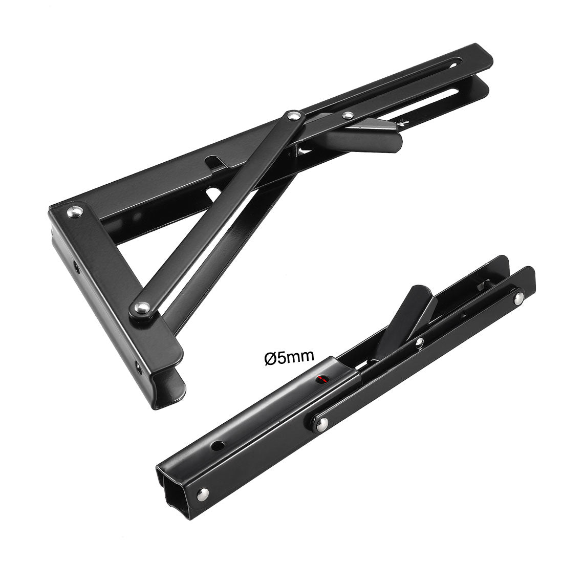 uxcell Uxcell Folding Bracket 10 inch 250mm for Shelves Table Desk Wall Mounted Support Collapsible Long Release Arm Space Saving Carbon Steel 2pcs