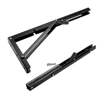 Harfington Uxcell Folding Bracket 16 inch 400mm for Shelves Table Desk Wall Mounted Support Collapsible Long Release Arm Space Saving Carbon Steel 2pcs