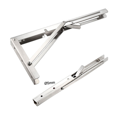 Harfington Uxcell Folding Bracket 14 inch 350mm for Shelf Table Desk Wall Mounted Support Collapsible Long Release Arm Space Saving Stainless Steel