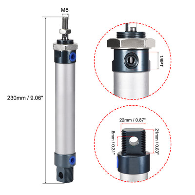 Harfington Uxcell Pneumatic Air Cylinder,20mm Bore 100mm Stoke M8,Single Rod Double Action