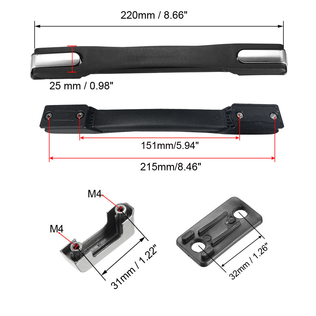 uxcell Uxcell Koffergriffe Streifen Griffe Ersatzriemen für Koffer Schwarz 2 Pack